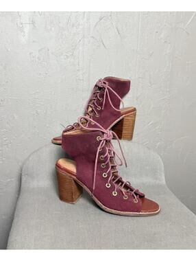Jeffrey Campbell for Free People Burgundy Lace Up Heel Bootie.Size 9